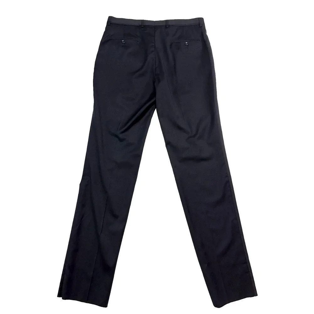NEW Jos A Bank 35R Black Dress Suit Pants Trousers‎ Tailored Fit Flat Front Wool
